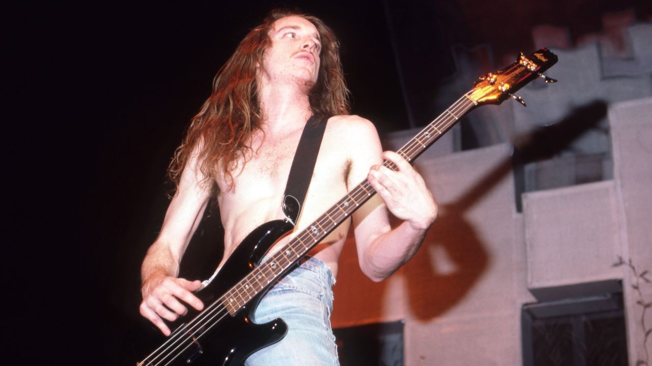 Cliff Burton onstage with Metallica in 1986
