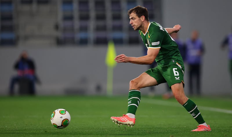 Ireland’s Jayson Molumby in action against Israel. Photograph: Ryan Byrne/Inpho