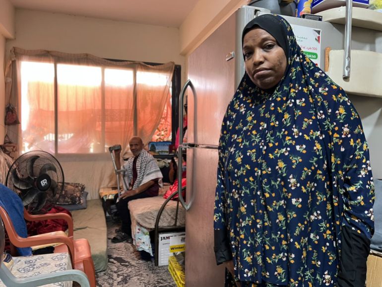 Rabab Qasim and her husband Talib Abu Sarriya live with their three children in a school building in Tulkarem after being displaced last year