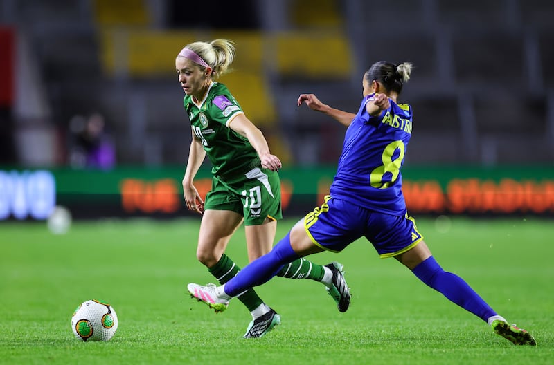 Denise O'Sullivan in action against Kazakhstan on Tuesday night. Photograph: Ryan Byrne/INPHO
