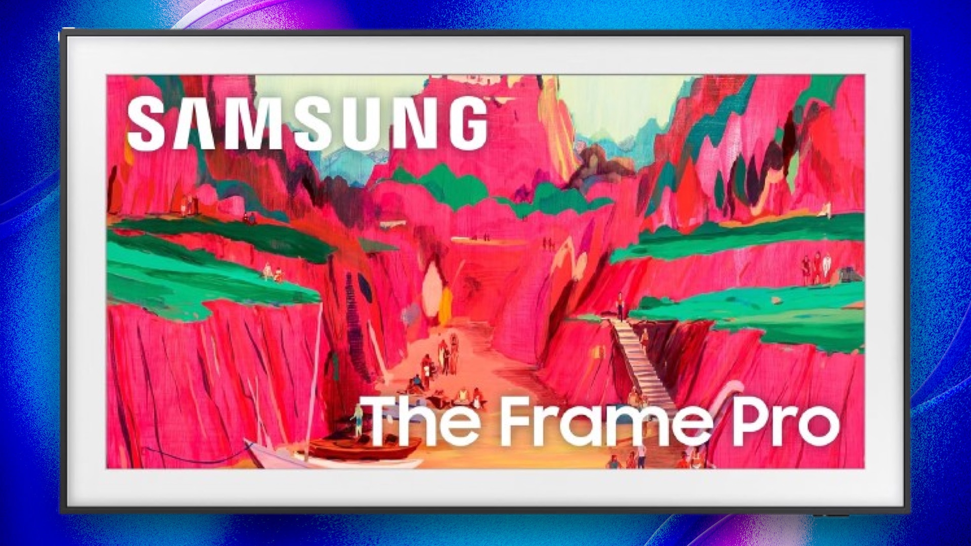 Samsung 75-inch class the frame pro tv against CNET commerce background.