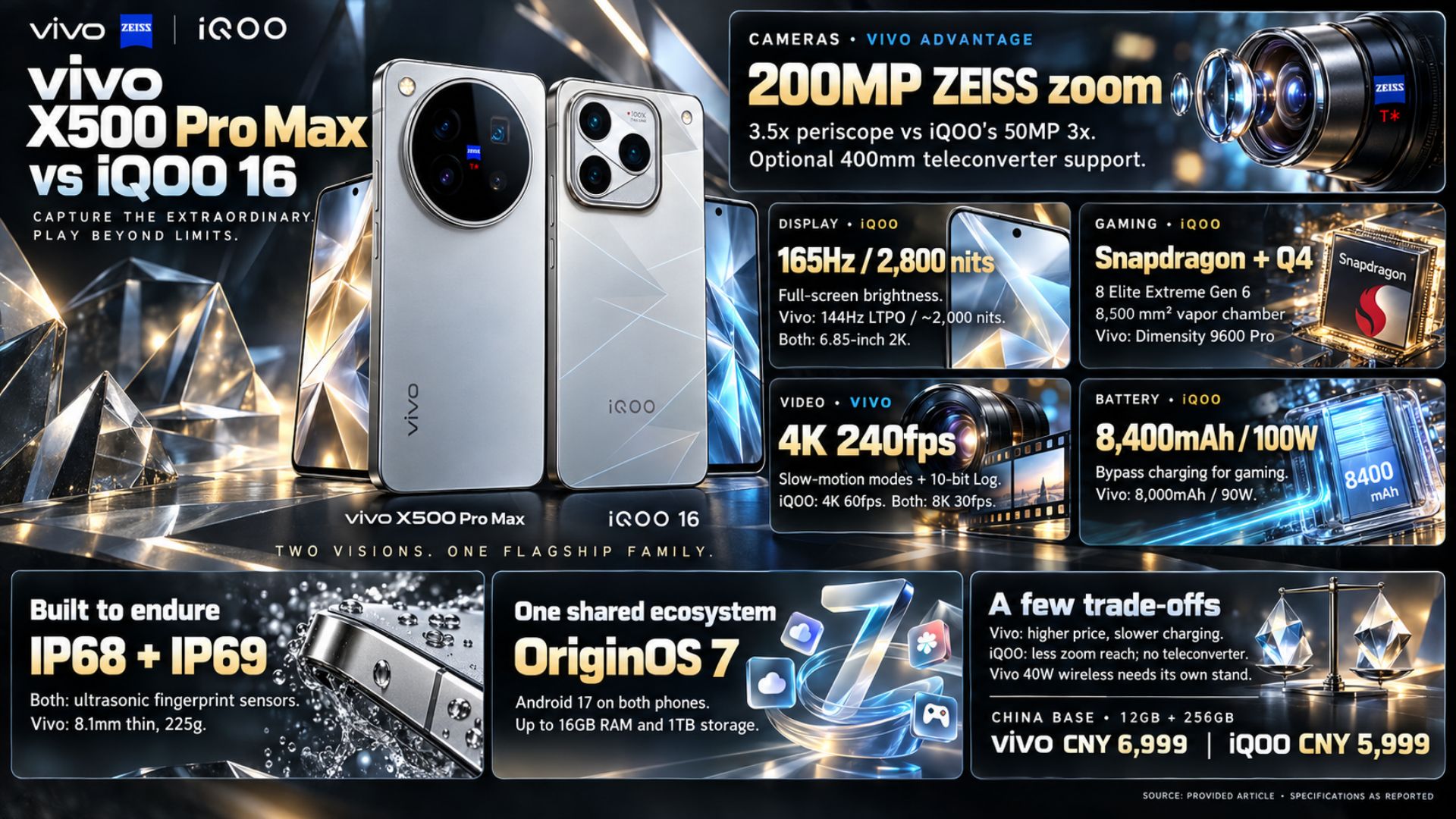 Vivo X500 Pro Max vs iQOO 16 Comparison