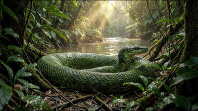 Radio tags reveal how giant green anacondas hide underwater in the Amazon; researchers spotted them at just 17.7% of tracked locations