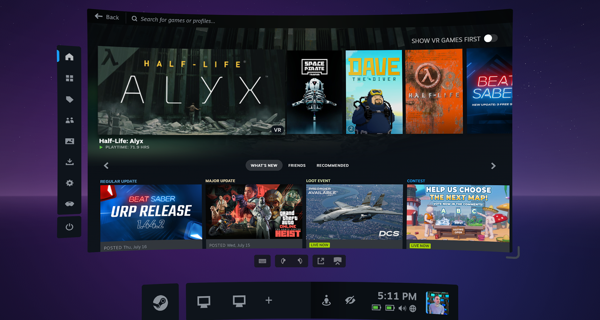 SteamVR 2.18.2 sends Steam Frame eye openness to apps over OSC, but not the SDK yet