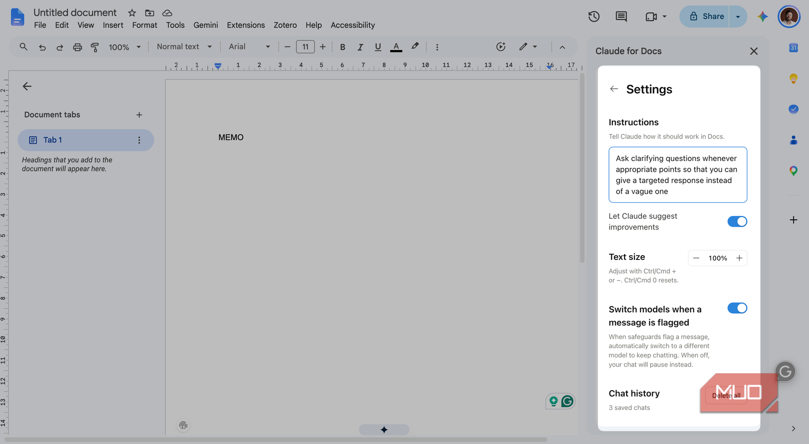 adding custom instructions to claude for Google Workspace