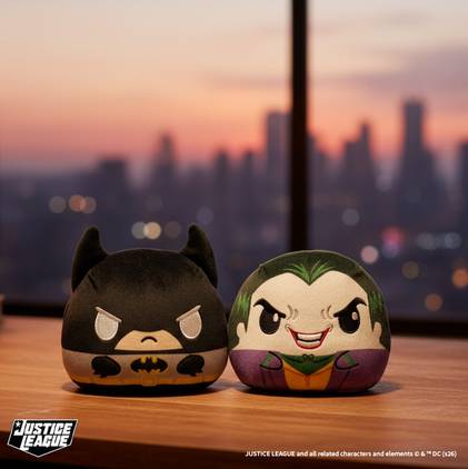 TeeTurtle's Justice League Reversible Plush collection includesBatman/Joker, Clark Kent/Superman, Supergirl/Krypto, and Wonder Woman/Cheetah.