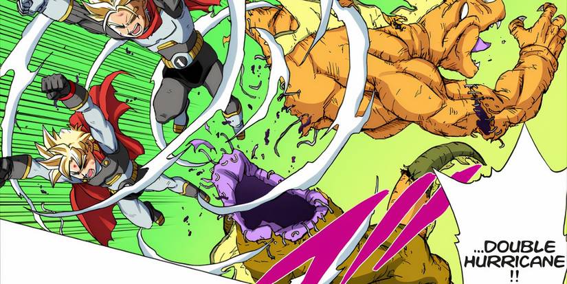 Goten and Trunks destroy Dinodroid 1 in Dragon Ball Super manga.