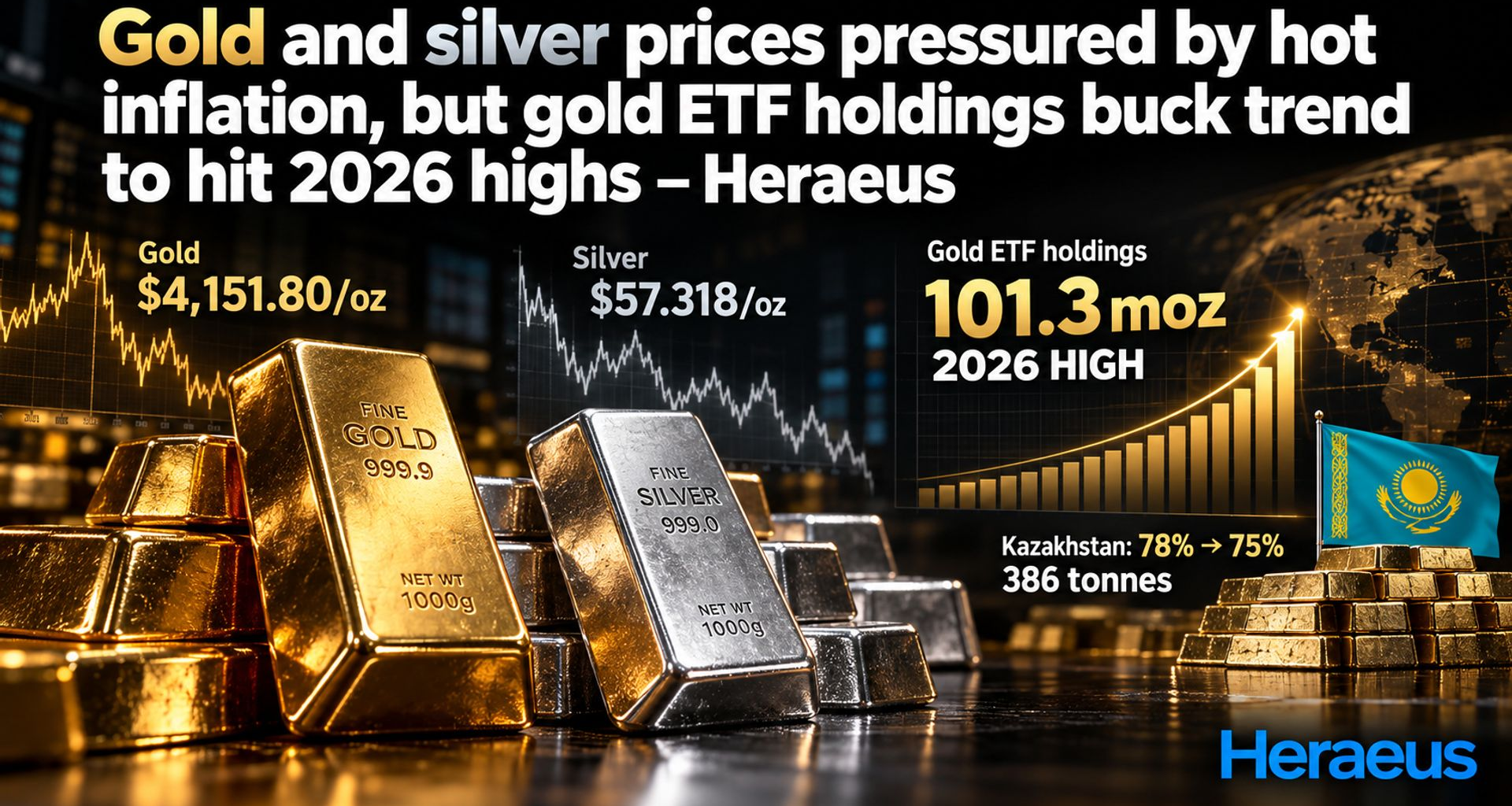 Gold and silver prices pressured by hot inflation, but gold ETF holdings buck trend to hit 2026 highs – Heraeus