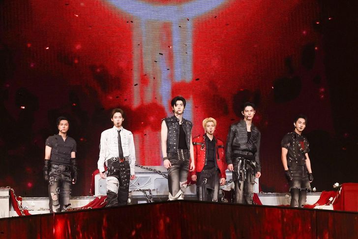 Members of K-pop boy group ENHYPEN, from left, Jay, Sunoo, Sunghoon, Jake, Ni-ki and Jungwon, perform during the band's 'ENHYPEN WORLD TOUR 'BLOOD SAGA' IN MACAU' world tour at Galaxy Arena, Oct. 18. Courtesy of Belift Lab