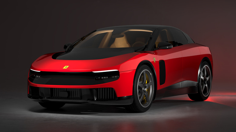 An isometric view of the red Ferrari Luce