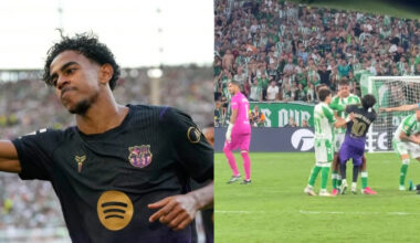 Lamine Yamal and Facundo Bernal: The moment their clash led to a Betis red card