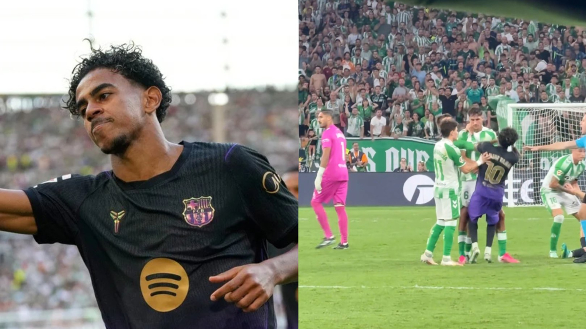 Lamine Yamal and Facundo Bernal: The moment their clash led to a Betis red card