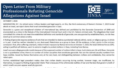 Over 75 Generals and I Sign an Open Letter Rejecting Genocide Allegation Against Israel