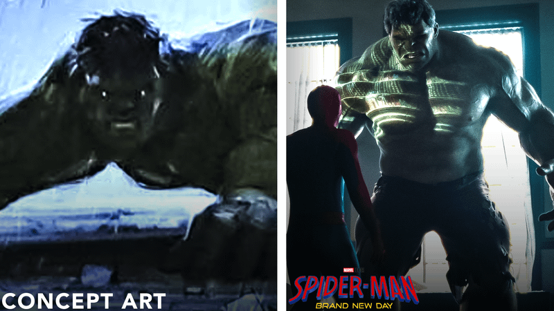 A scary comparison of the concept and final Hulk.