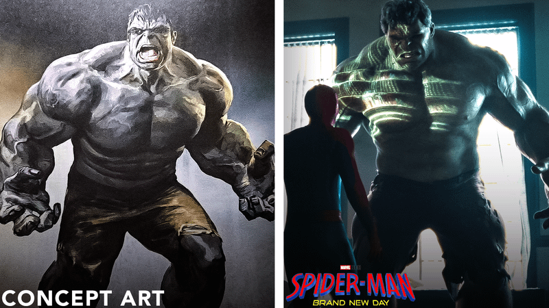 Gray Hulk compared to Green Hulk.