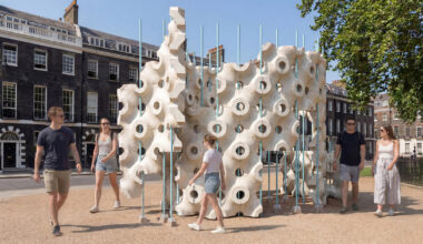 hypha-lume mycelium pavilion maps human movement through light