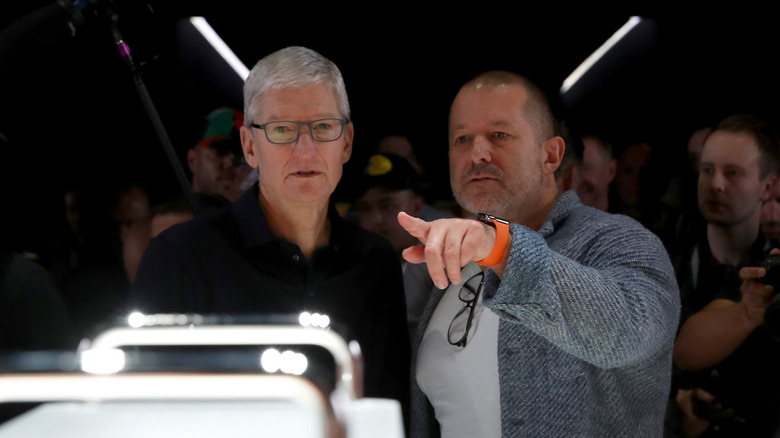 Apple design chief Jony Ive and former CEO Steve Jobs at an Apple event
