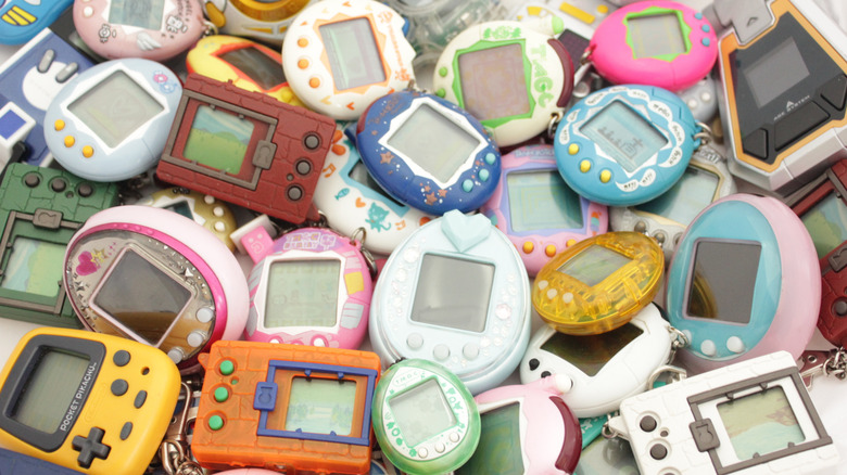 A bunch of Tamagotchi piled together.