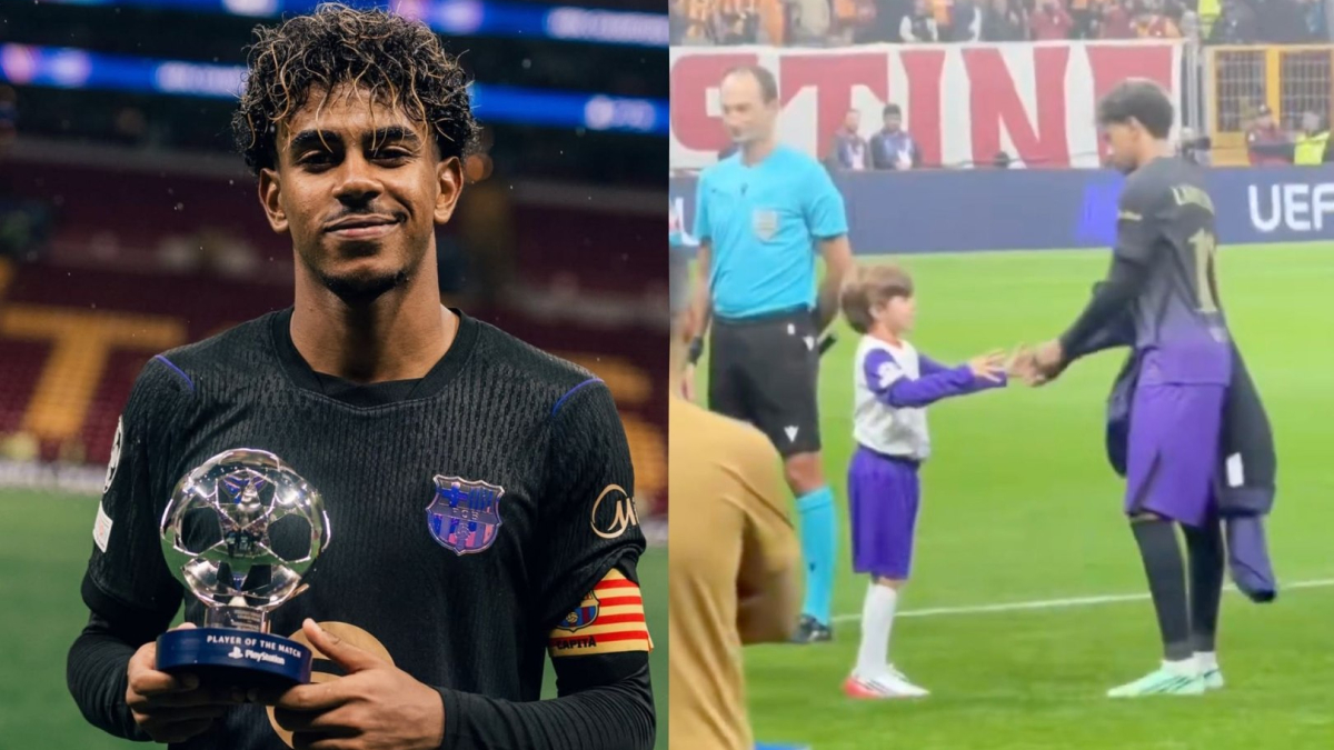 Young fan asks Lamine Yamal for his jersey before kickoff, and the soccer star doesn't hesitate