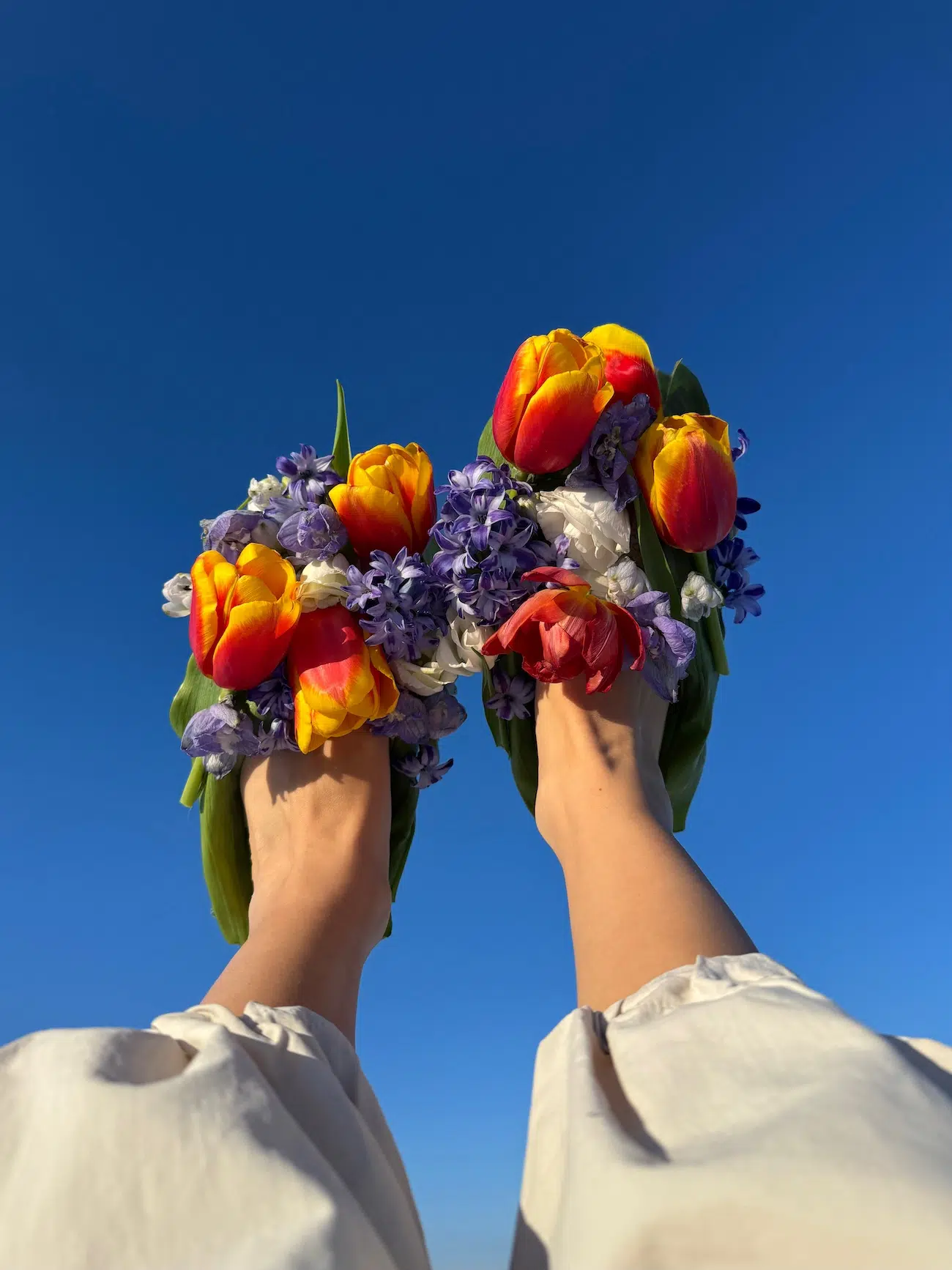 Shoes made from flowers.