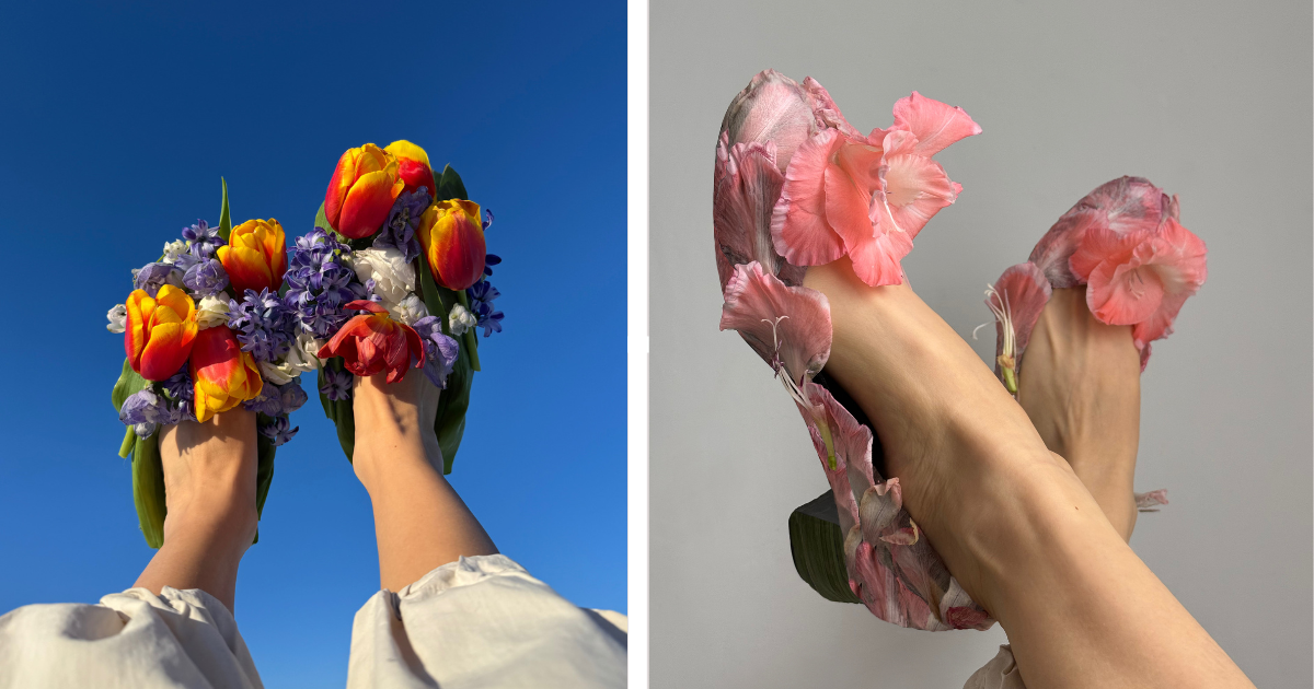 Artist Creates Whimsical Shoes From Real Flowers and Vegetables