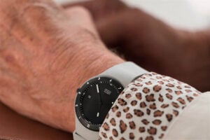 Hand wearing watch