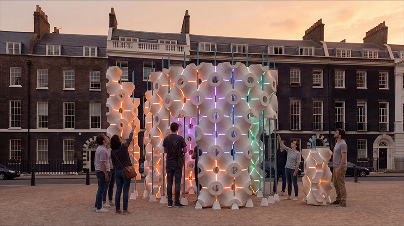 crafted from mycelium, hypha-lume pavilion maps human movement through light - 3