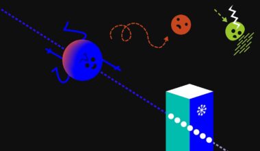 Stylized illustration of a neutrino hitting a block of ice. Credit: Johan Jarnestad/The Royal Swedish Academy of Sciences