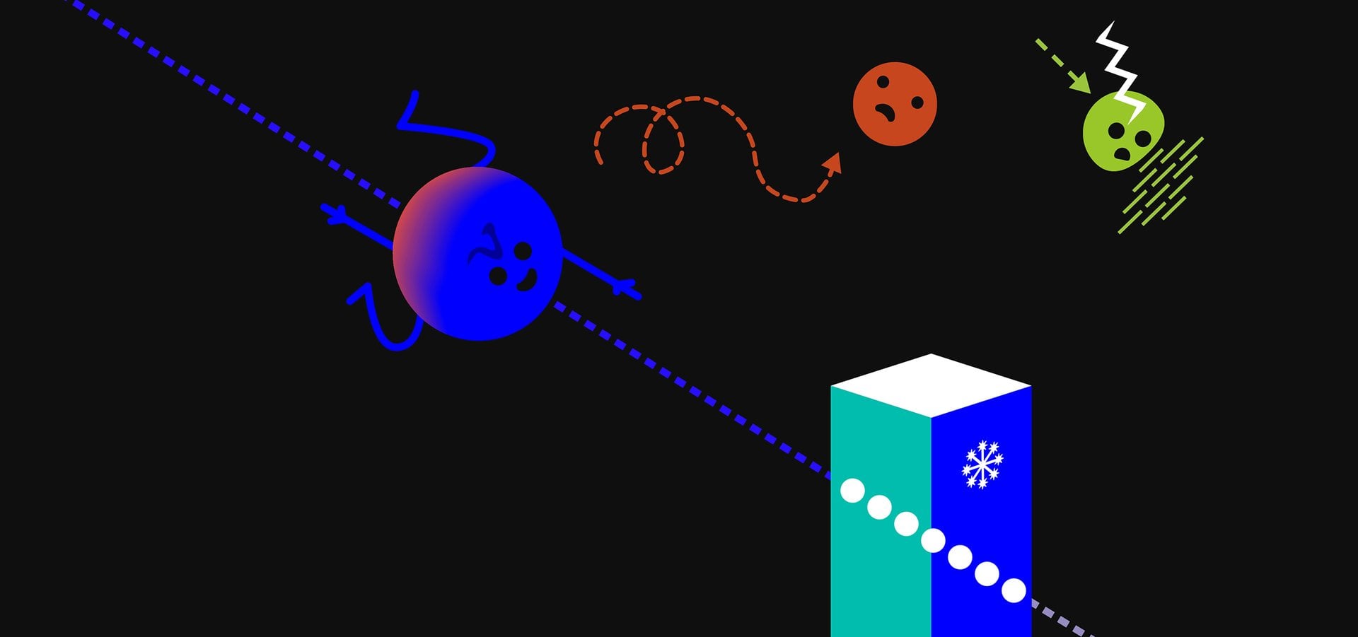 Stylized illustration of a neutrino hitting a block of ice. Credit: Johan Jarnestad/The Royal Swedish Academy of Sciences