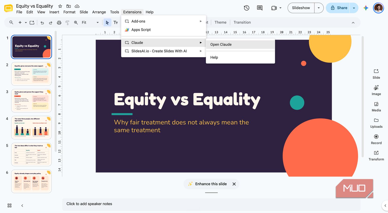 steps to open Google Workspace extension for Claude