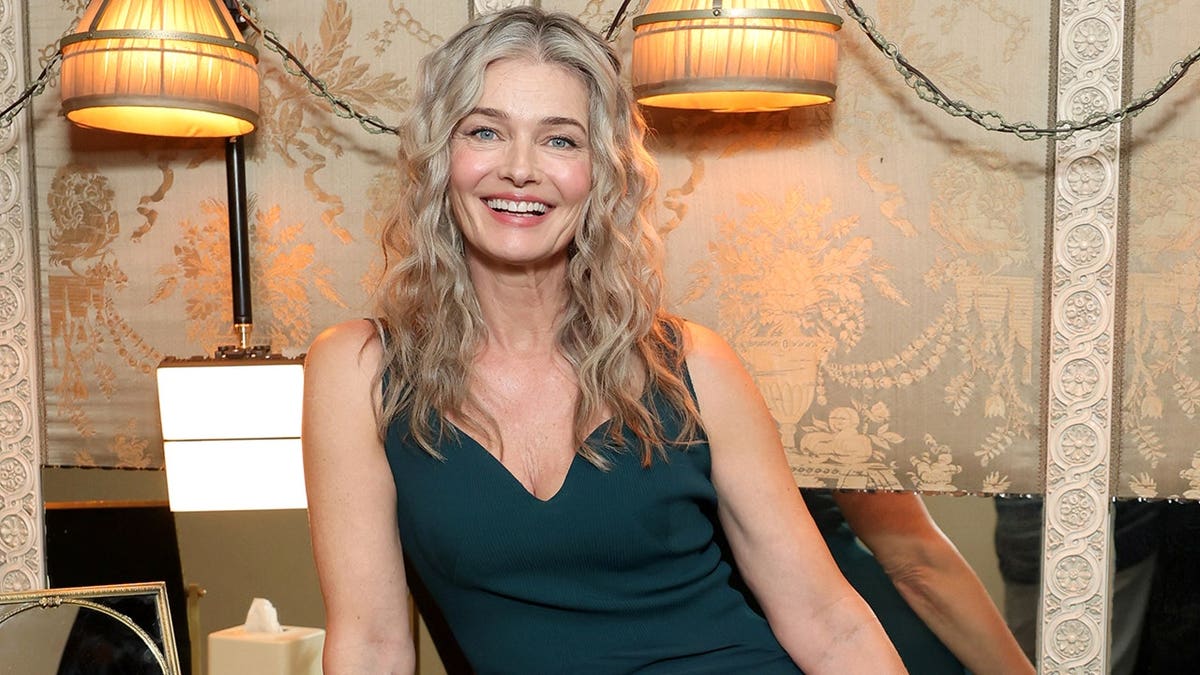 Paulina Porizkova at the Estée Lauder event in Los Angeles in January 2026.