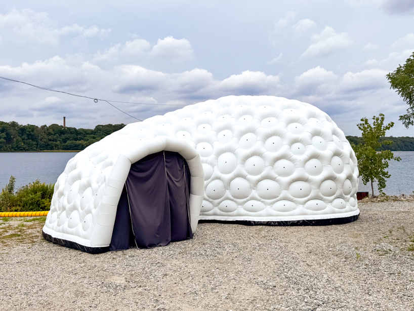 inflatable pavilion by pneuhaus mimics dragonfly’s vision through 221 camera obscuras - 1