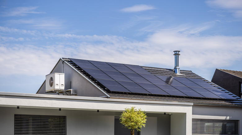 Solar panels on the roof of a home's roof
