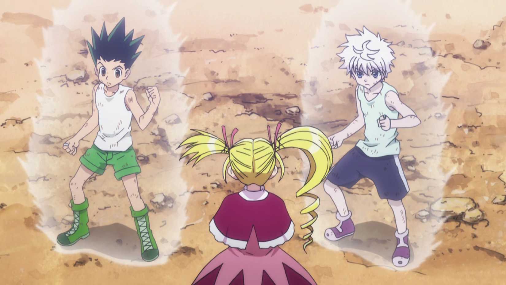 Bisky training Gon and Killua in Hunter x Hunter.