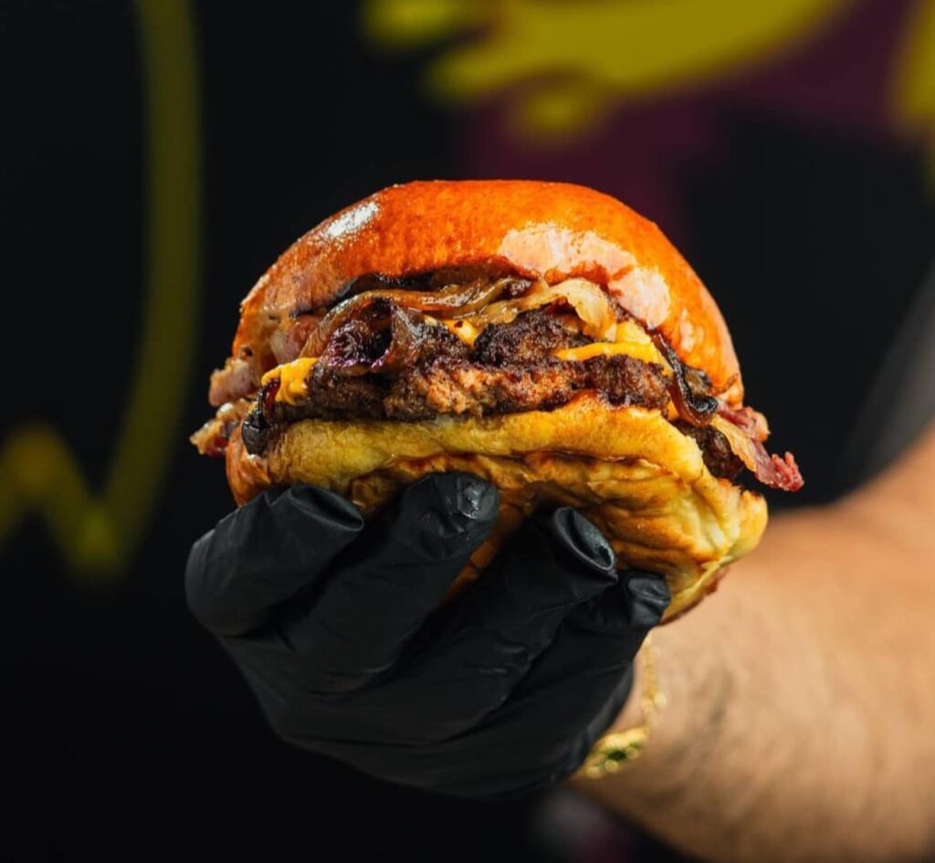 Smash House kosher smash burger with melted cheese