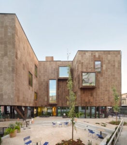Cork facade at Terreno Barrio Hotel in Palma by OHLAB