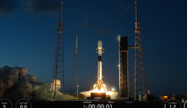 SpaceX’s Bandwagon-5 mission lifts off from Florida, one second into the flight on the launch broadcast on Oct. 20, 2026. (Photo via Fergani Space)