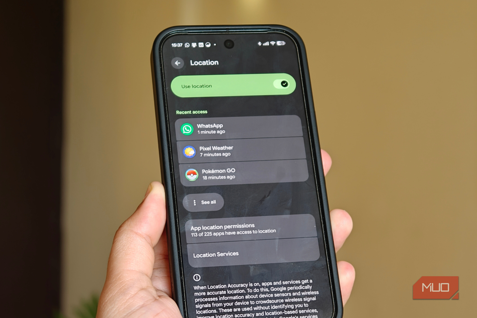 Use Location turned on Google Pixel 10 Pro
