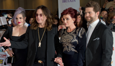 Kelly Osbourne, Ozzy Osbourne, Sharon Osbourne and Jack Osbourne arriving at the 2015 Pride of Britain Awards at the Grosvenor House Hotel in London