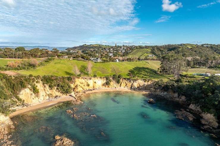A 4.4ha block, complete with farmhouse, is up for grabs at 54 Korora Road, in Oneroa. The vendors bought it in 1971 for $43,000. Photo / Supplied