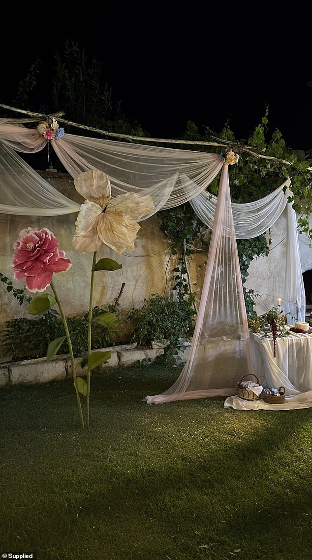 The glamorous event took place at Mehtap's grandfather's farmhouse, and it proved to be the perfect backdrop with greenery, flowers, and a mountain view