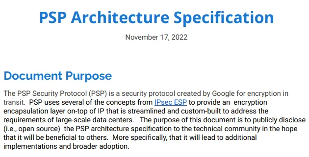 Google PSP specification