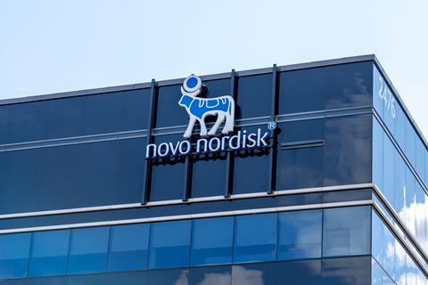 Novo Nordisk signa on one of its buildings
