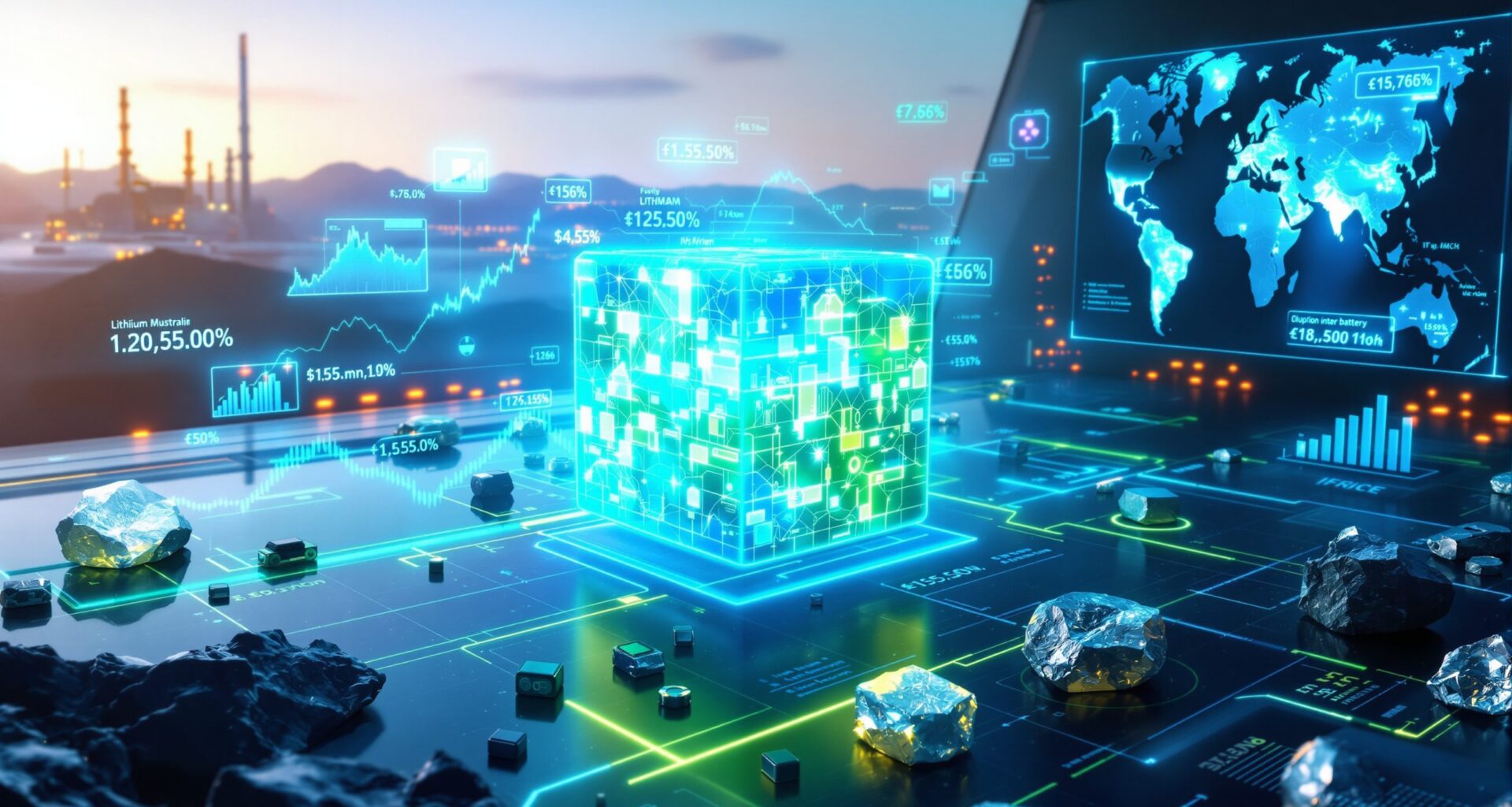 Futuristic visualization of lithium market outlook.