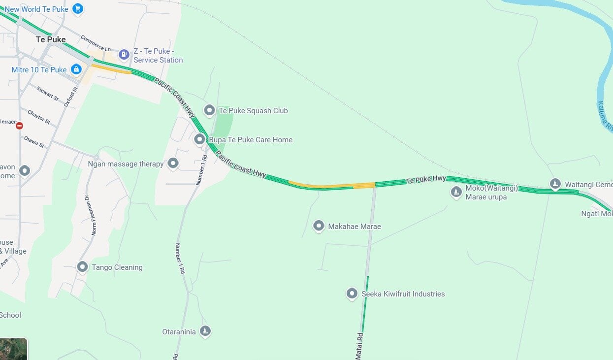 A single-vehicle crash at the intersection of Te Matai Rd and Te Puke Highway has left one person with minor to moderate injuries and the road is closed. Photo / Google Maps