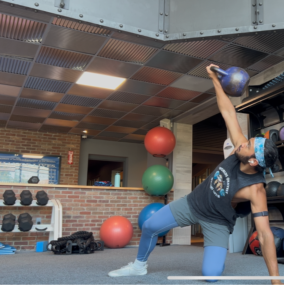 Man exercising with kettlebell