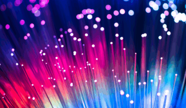 Colorful illuminated light effect fiber optics, macro shot.