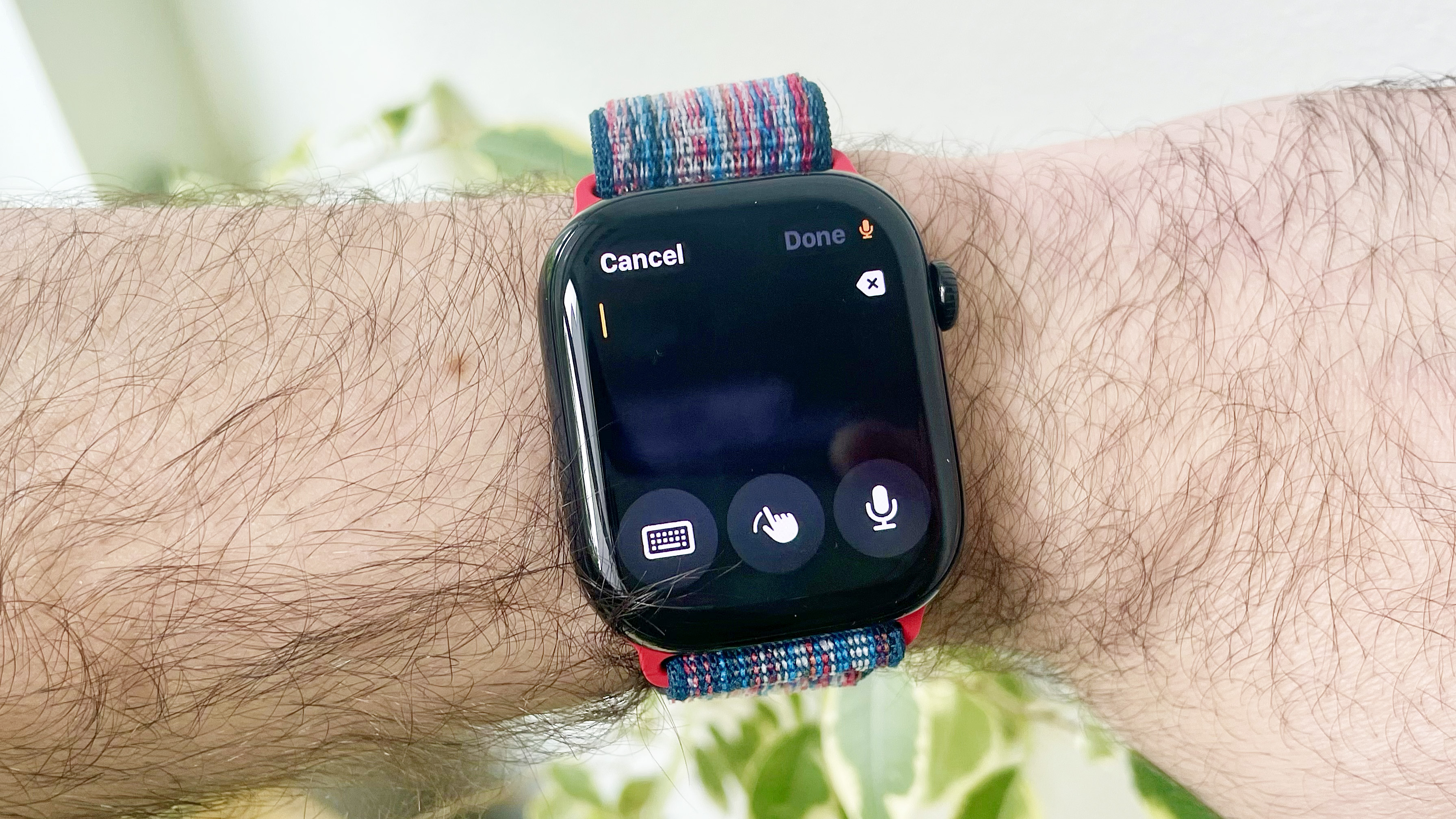 Apple Watch Series 10 close-up on a user's wrist showing the different options within the Apple Watch Notes app, launched with watchOS 26