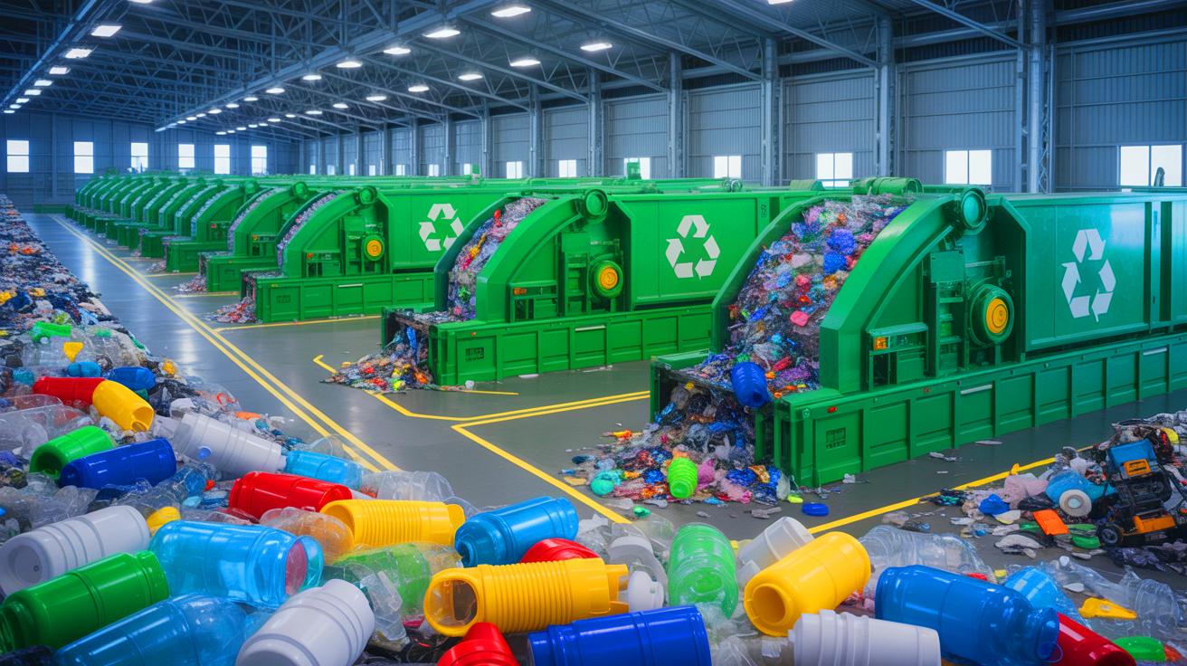 Illustration of innovative recycling methods for efficient plastic waste management.