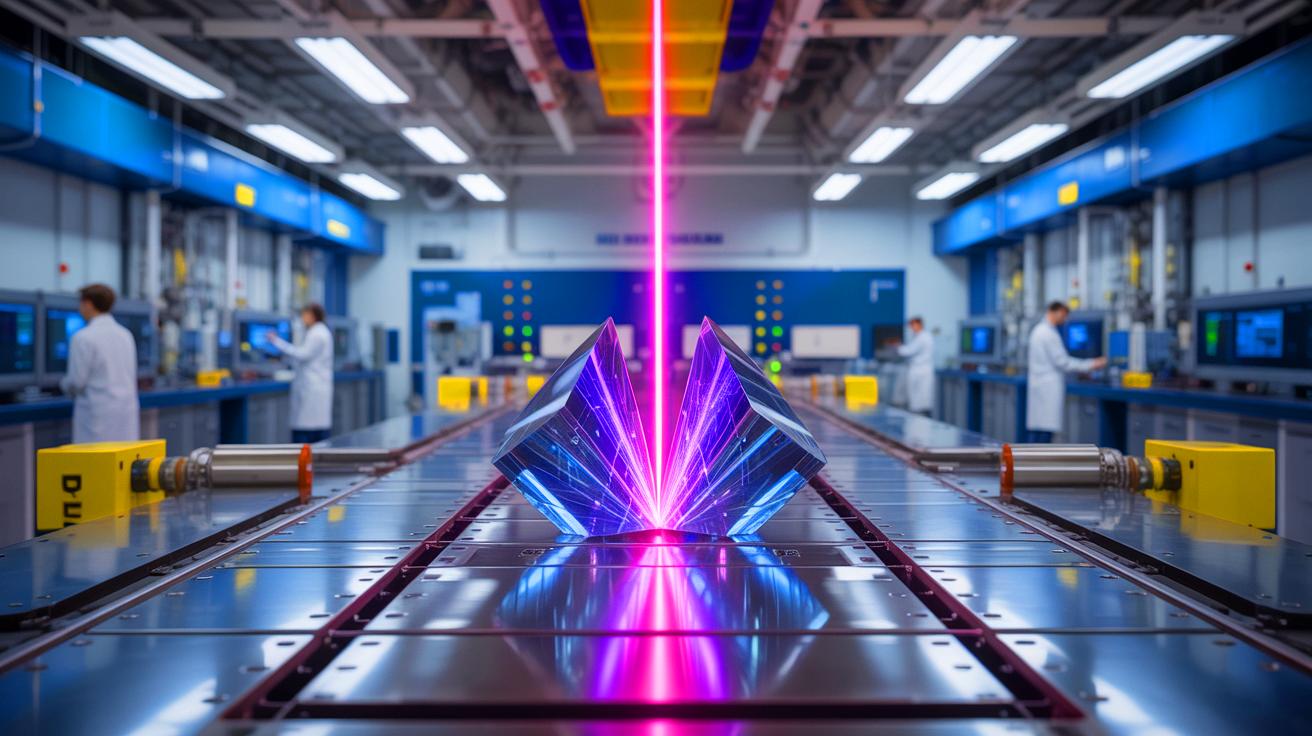 Illustration of the titanium-sapphire crystal that helps transfer power into ZEUS's laser pulses at the University of Michigan.